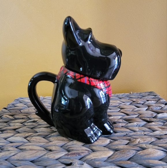 Vintage* MSRF Design Studio Black Ceramic Scottish Terrier Sugar Bowl With Lid - Picture 6 of 7